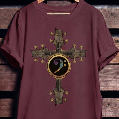 Bass Clef Cross Graphic Tee - The Music Frontiers