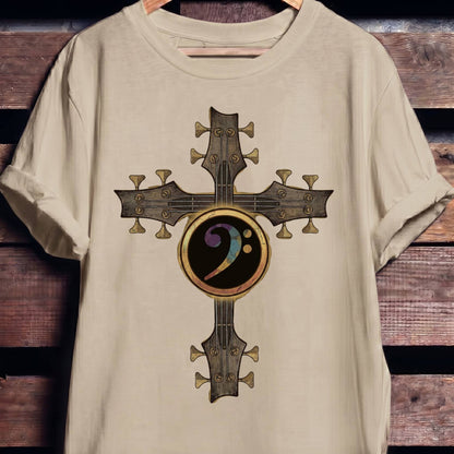 Bass Clef Cross Graphic Tee - The Music Frontiers