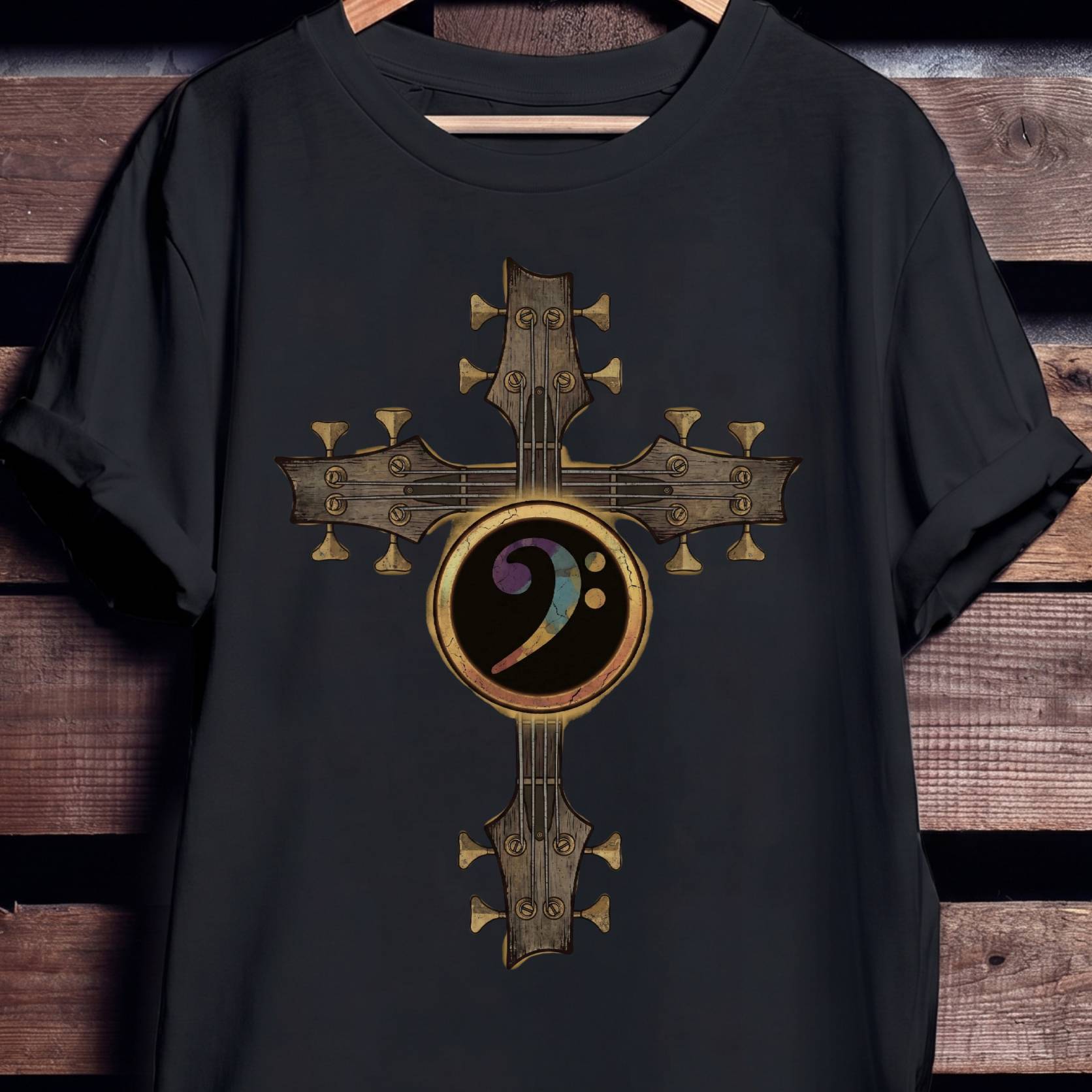 Bass Clef Cross Graphic Tee - The Music Frontiers