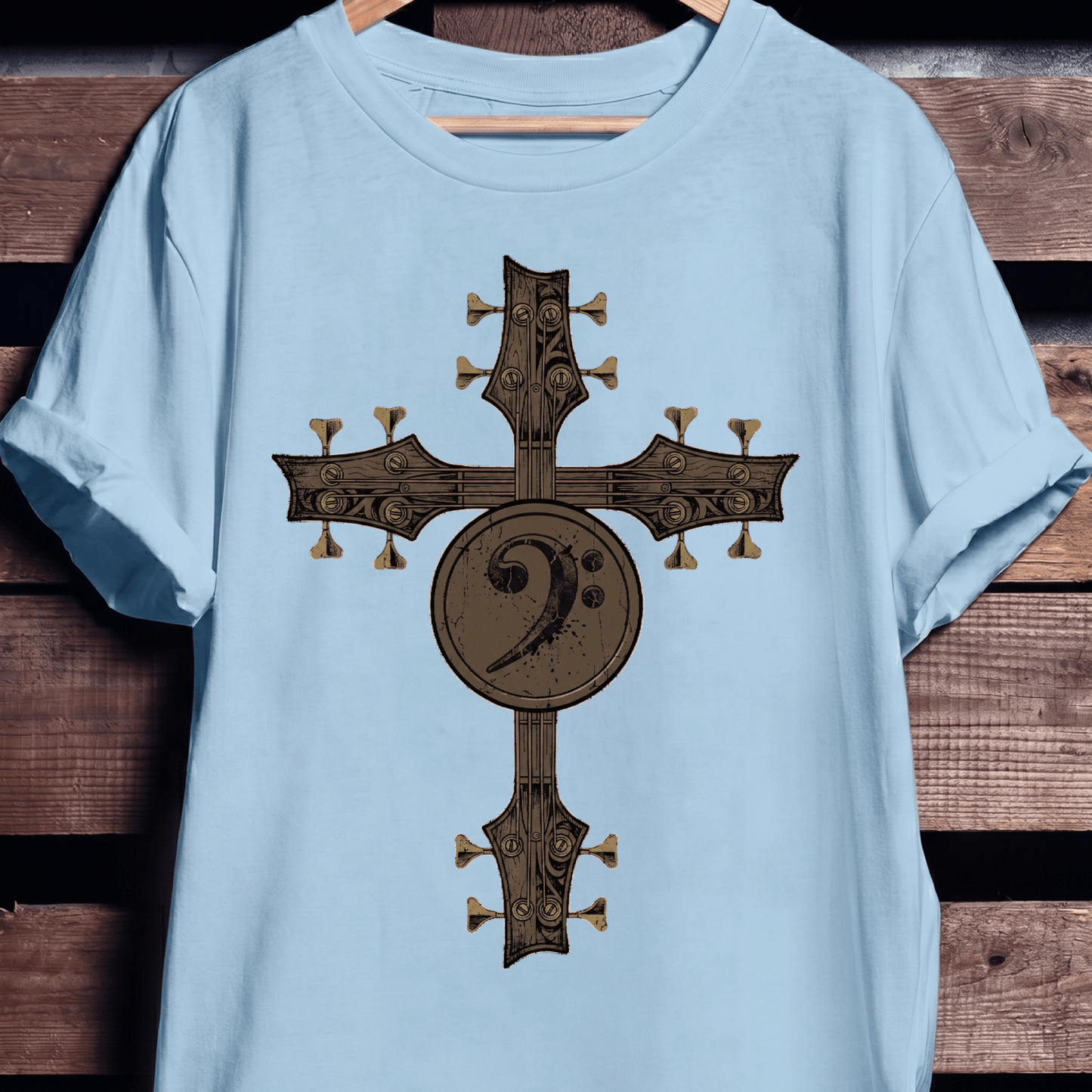 Bass Clef Guitar Cross Tee - The Music Frontiers