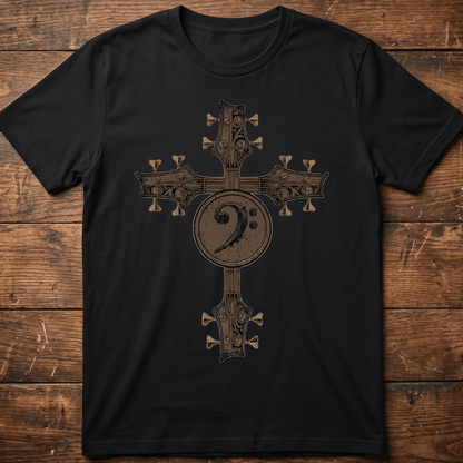 Bass Clef Guitar Cross Tee - The Music Frontiers