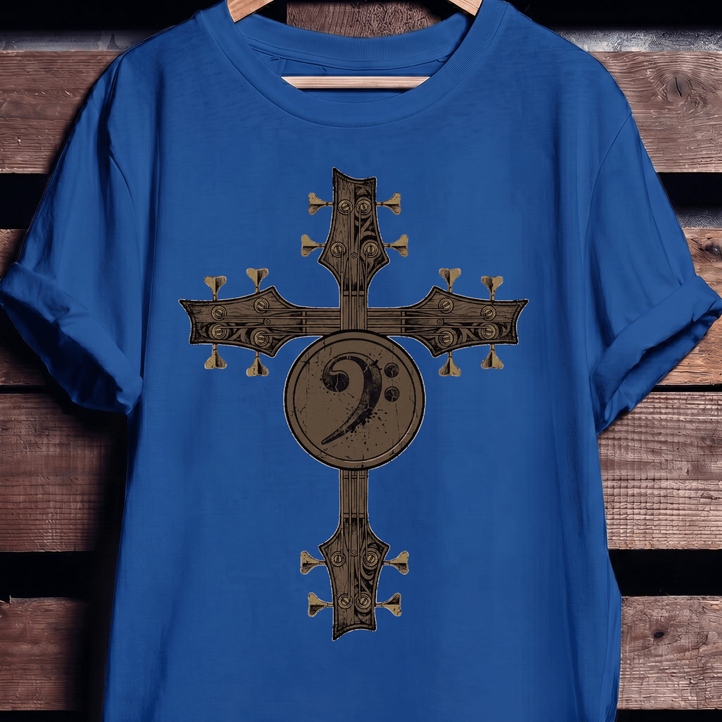 Bass Clef Guitar Cross Tee - The Music Frontiers