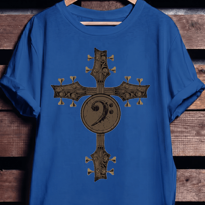 Bass Clef Guitar Cross Tee - The Music Frontiers