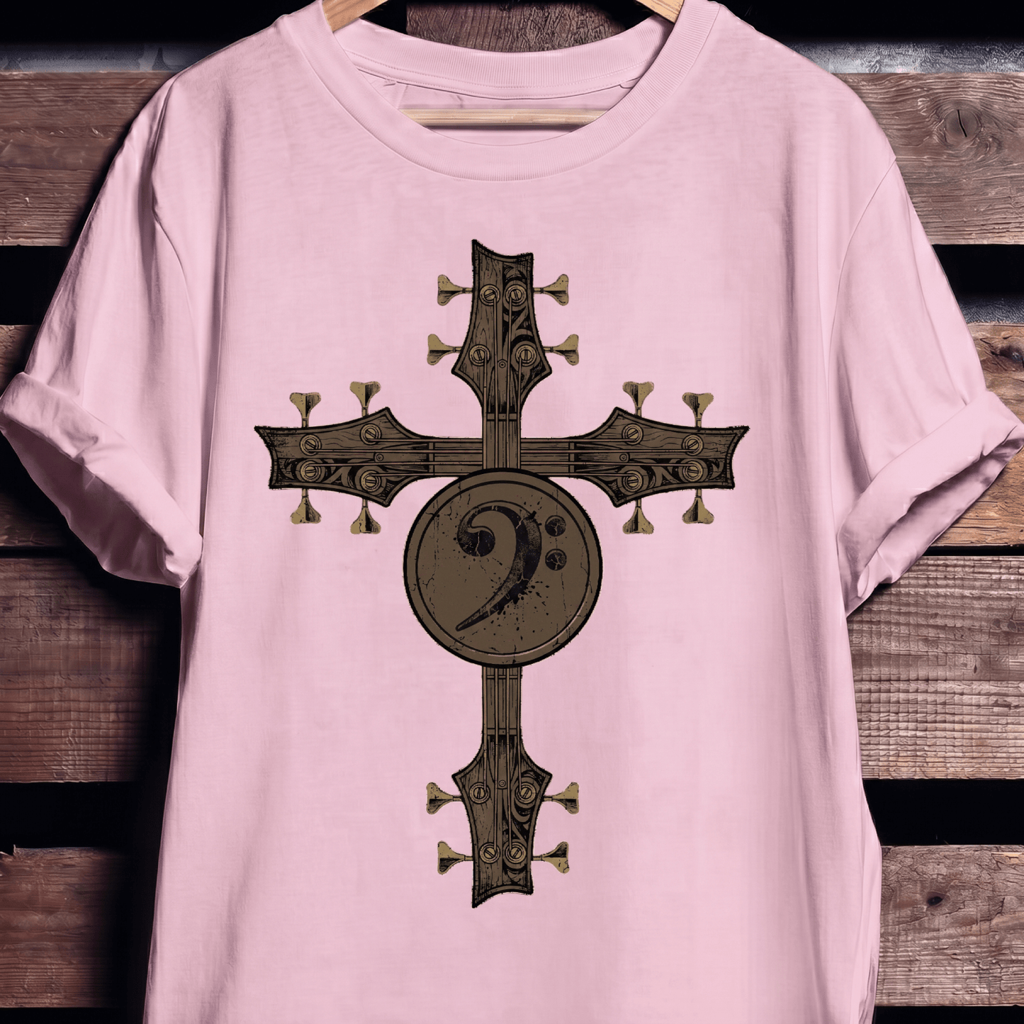 Bass Clef Guitar Cross Tee - The Music Frontiers