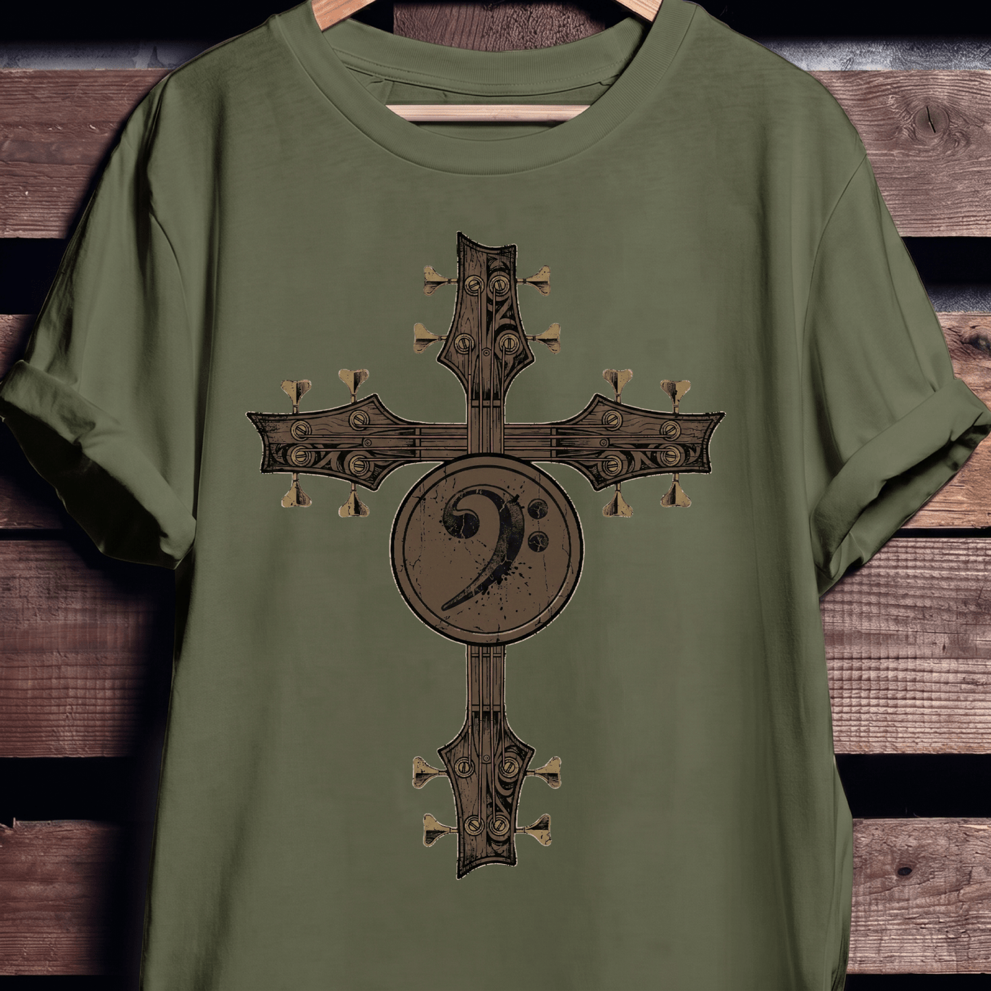 Bass Clef Guitar Cross Tee - The Music Frontiers