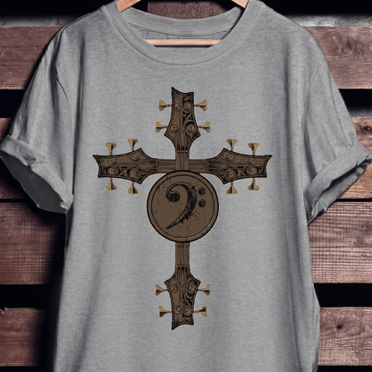 Bass Clef Guitar Cross Tee - The Music Frontiers