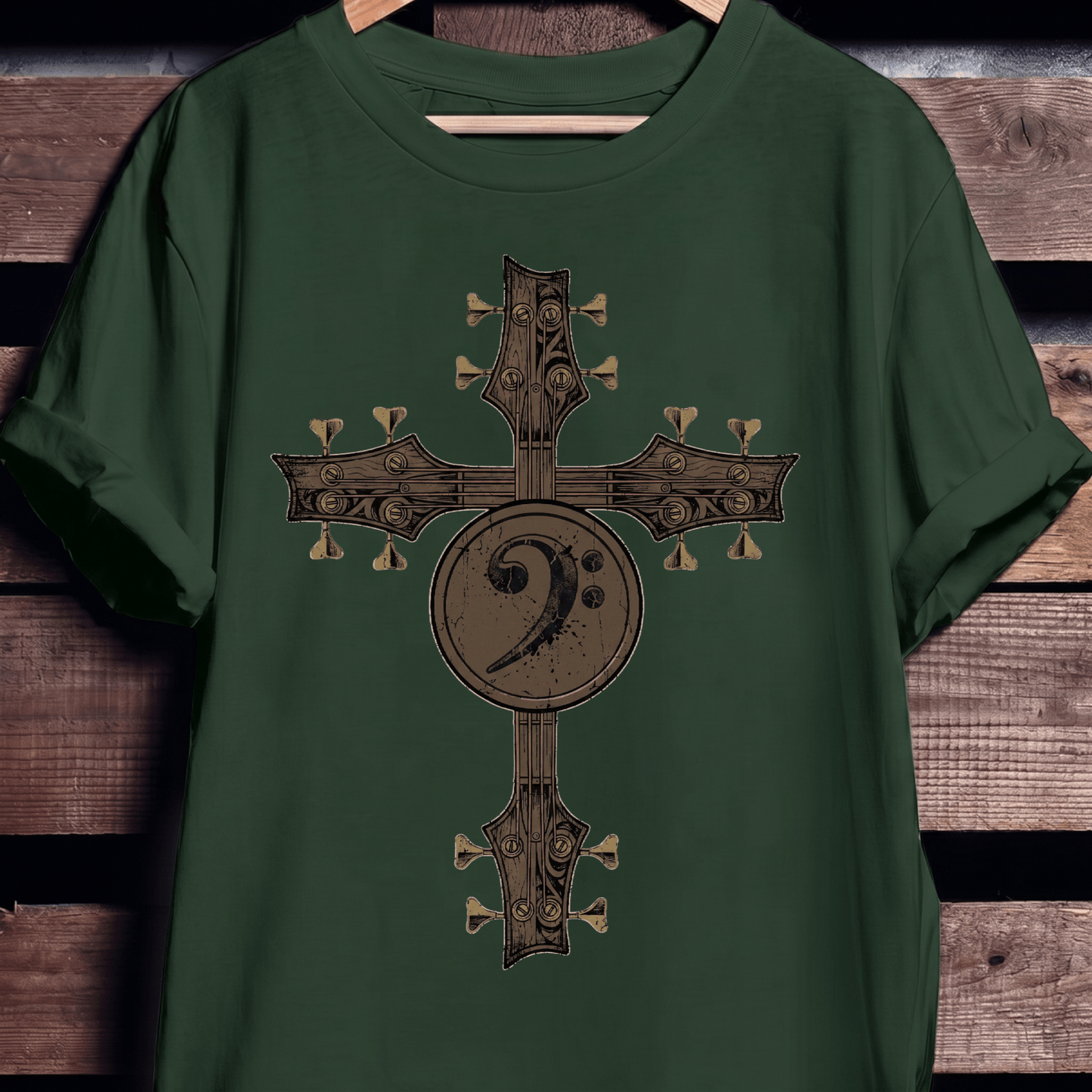 Bass Clef Guitar Cross Tee - The Music Frontiers