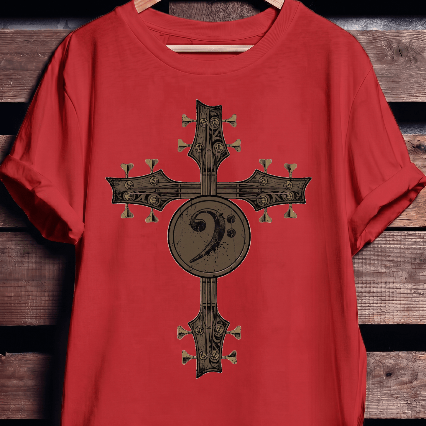 Bass Clef Guitar Cross Tee - The Music Frontiers