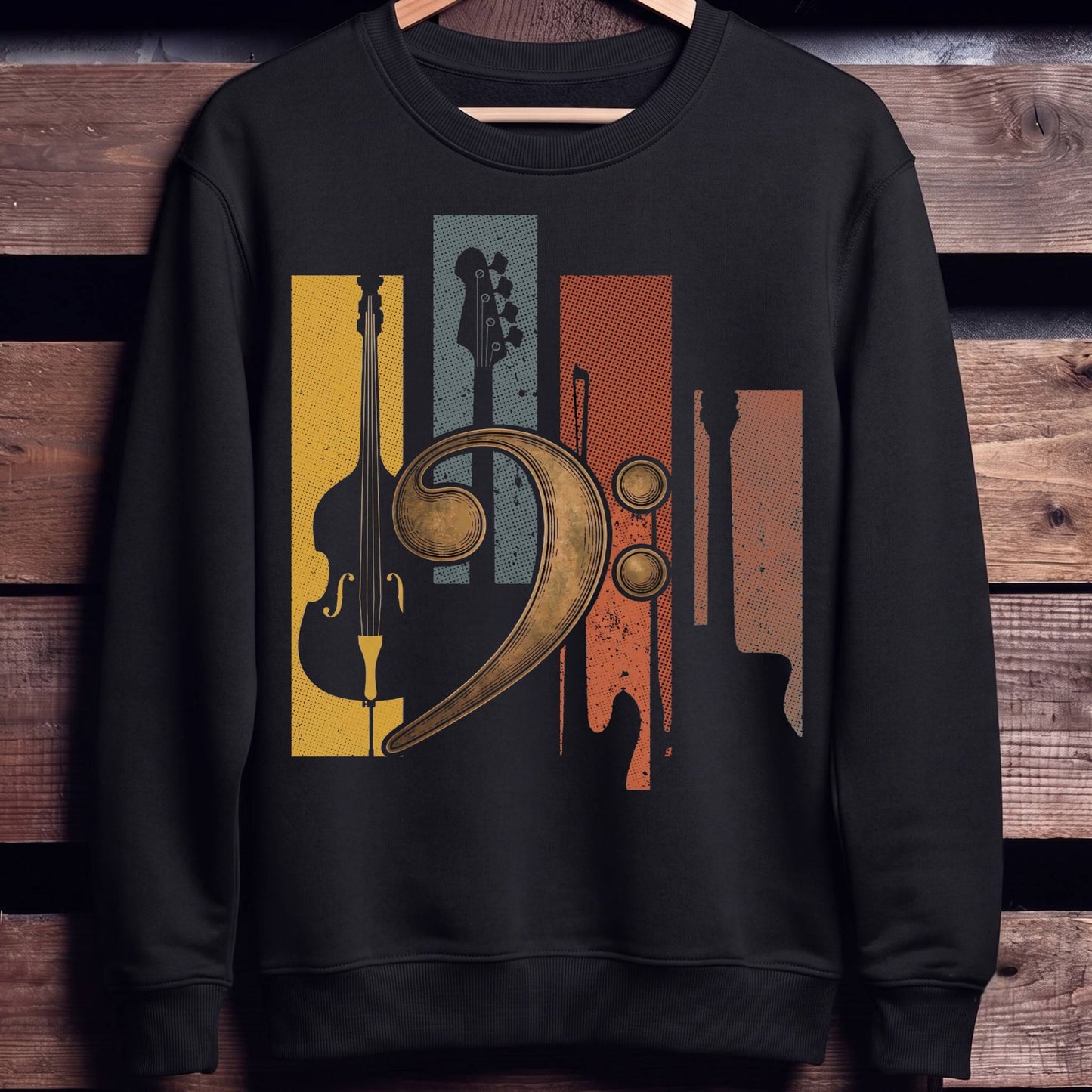 Bass Clef Instruments Retro Tee - Unisex Standard Crew Neck Sweatshirt