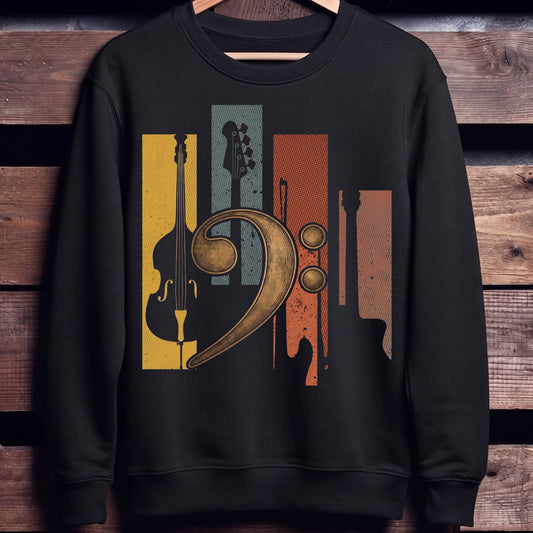 Bass Clef Instruments Retro Tee - Unisex Standard Crew Neck Sweatshirt