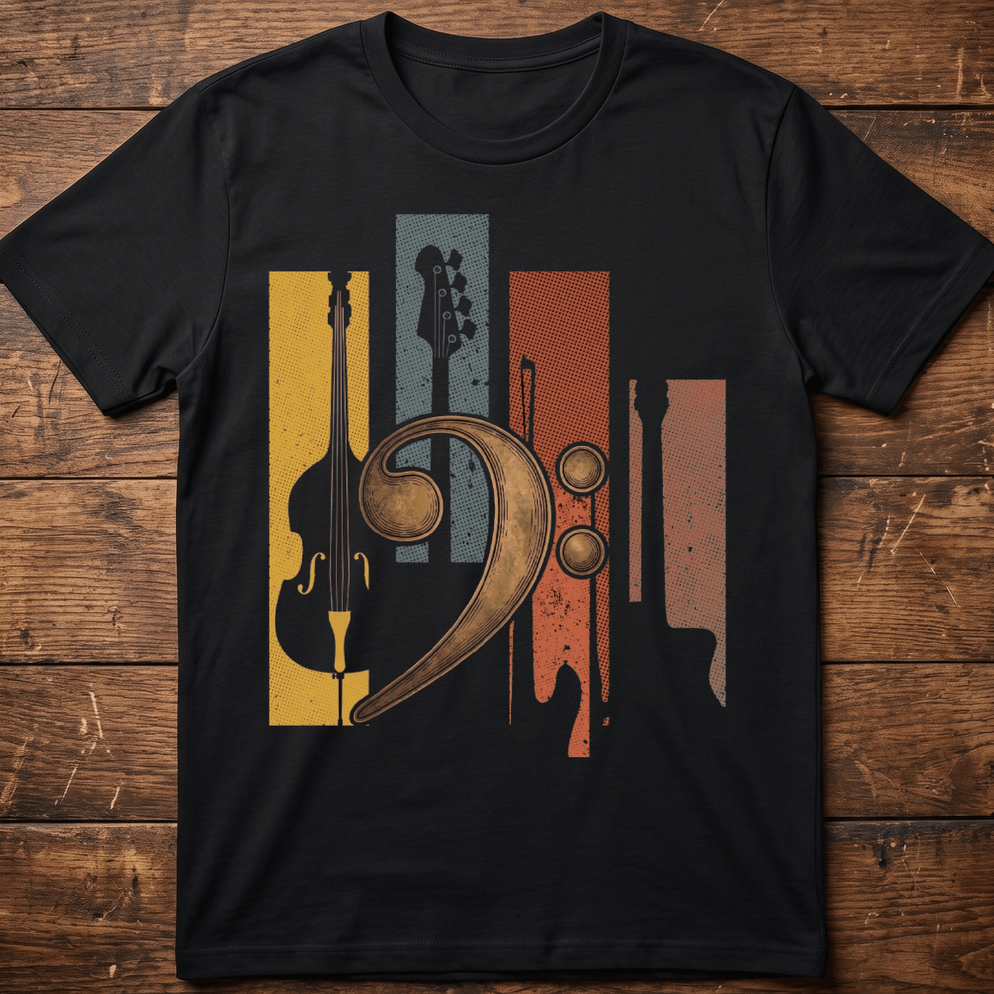 Bass Clef Instruments Retro Tee - The Music Frontiers