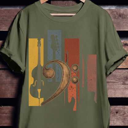 Bass Clef Instruments Retro Tee - The Music Frontiers