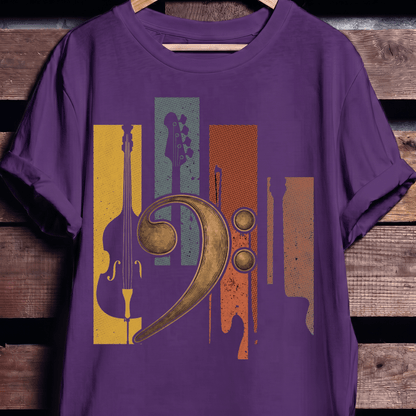 Bass Clef Instruments Retro Tee - The Music Frontiers