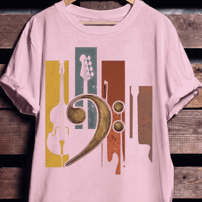 Bass Clef Instruments Retro Tee - The Music Frontiers