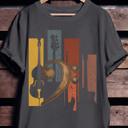 Bass Clef Instruments Retro Tee - The Music Frontiers