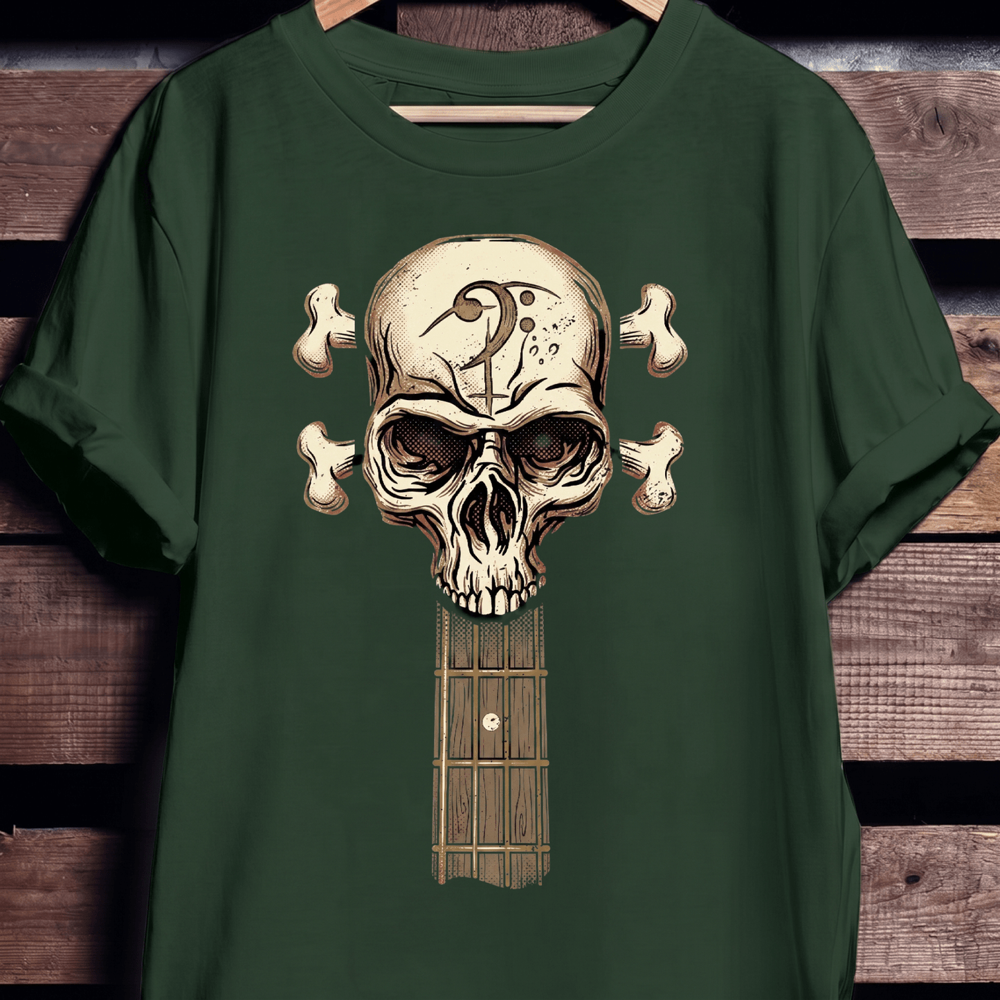 Bass Clef Skull Headstock Tee - The Music Frontiers
