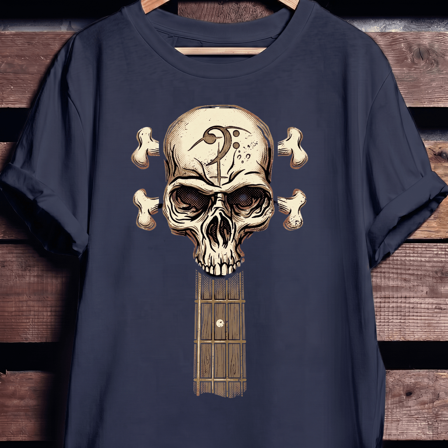 Bass Clef Skull Headstock Tee - The Music Frontiers