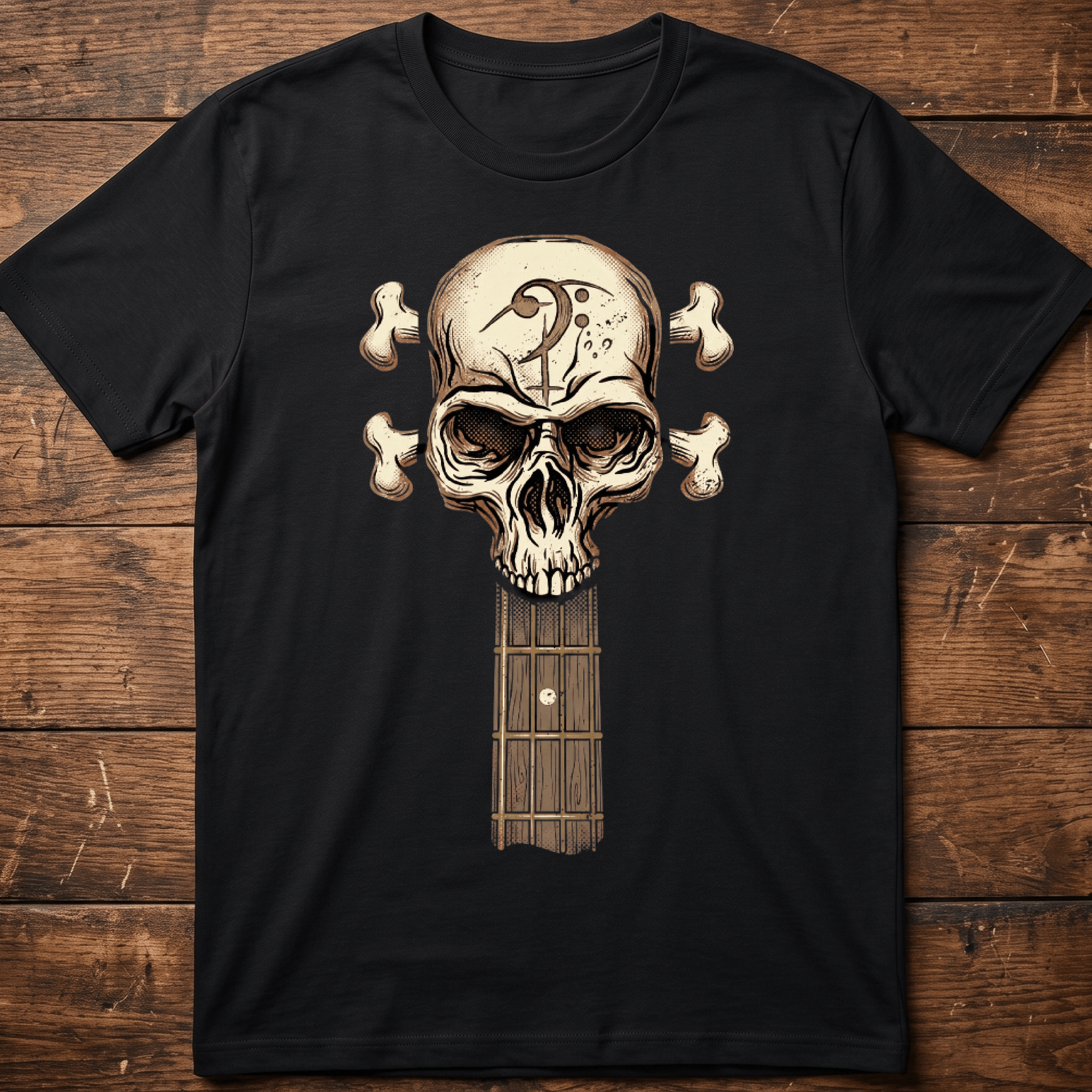 Bass Clef Skull Headstock Tee - The Music Frontiers
