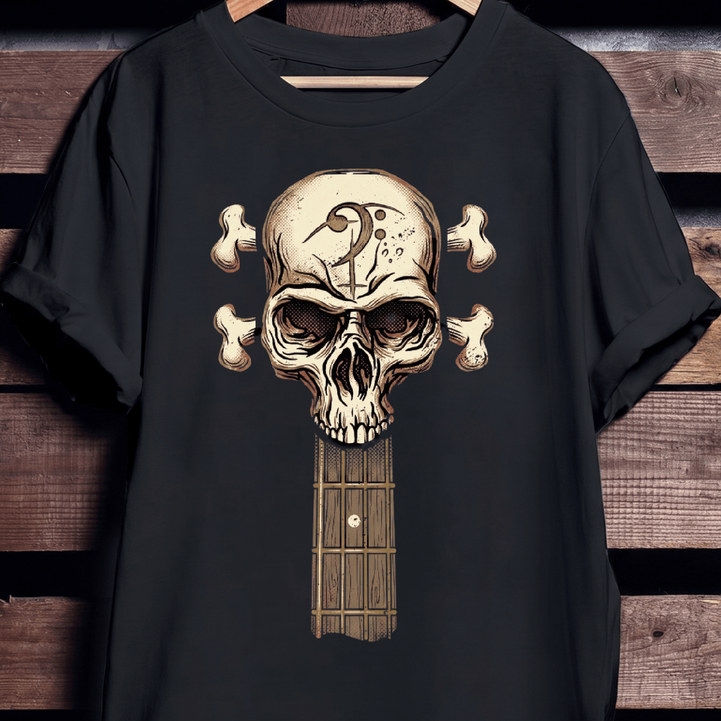 Bass Clef Skull Headstock Tee - The Music Frontiers