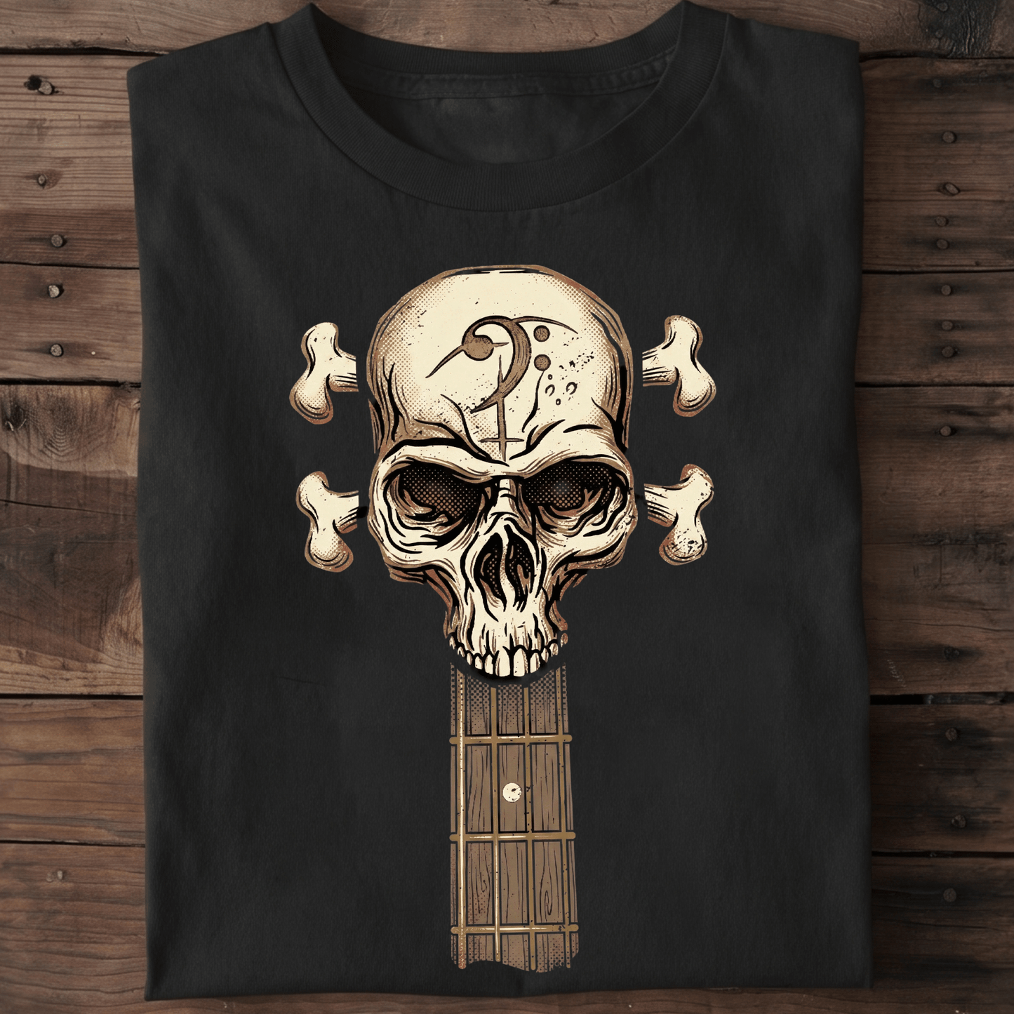 Bass Clef Skull Headstock Tee - The Music Frontiers