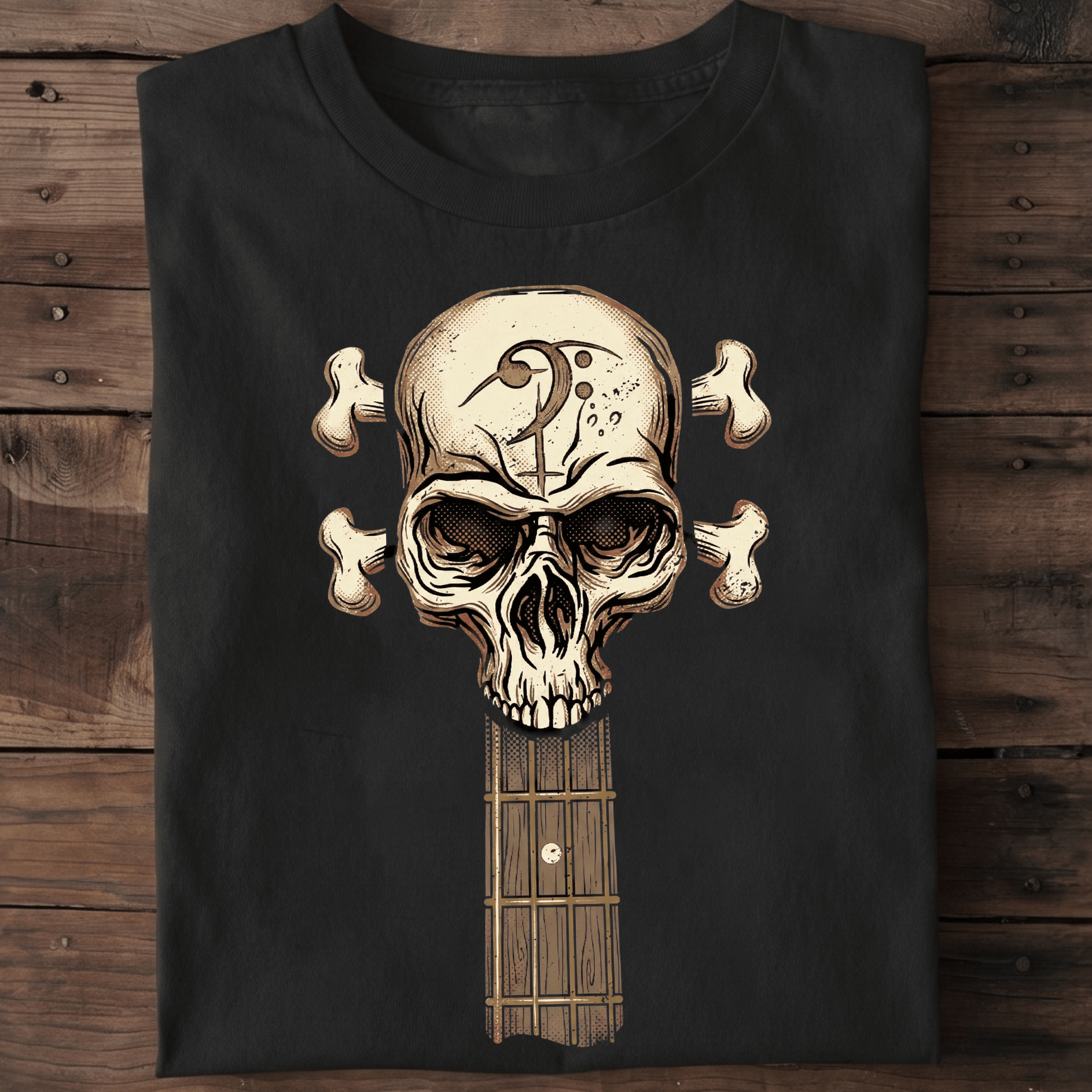 Bass Clef Skull Headstock Tee - The Music Frontiers