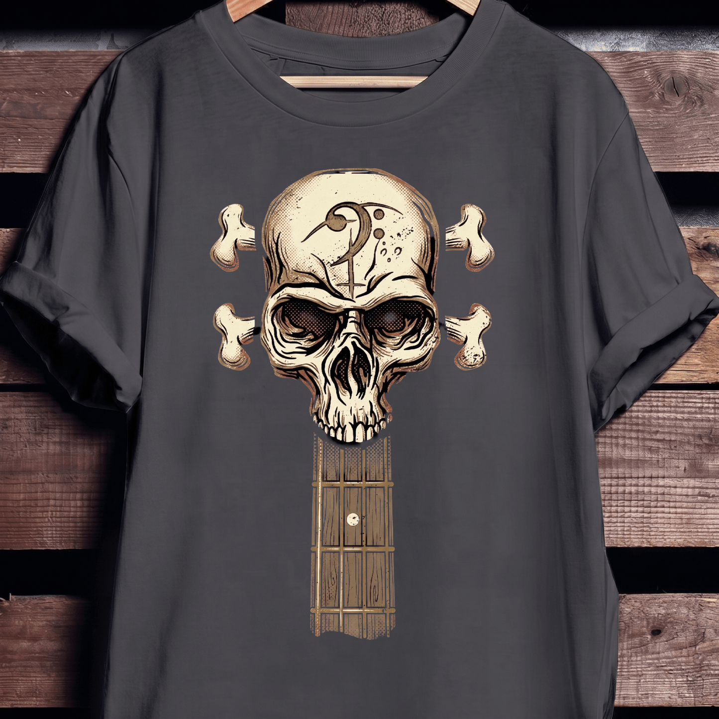 Bass Clef Skull Headstock Tee - The Music Frontiers
