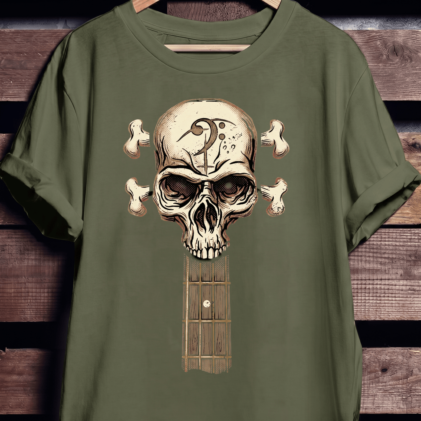 Bass Clef Skull Headstock Tee - The Music Frontiers