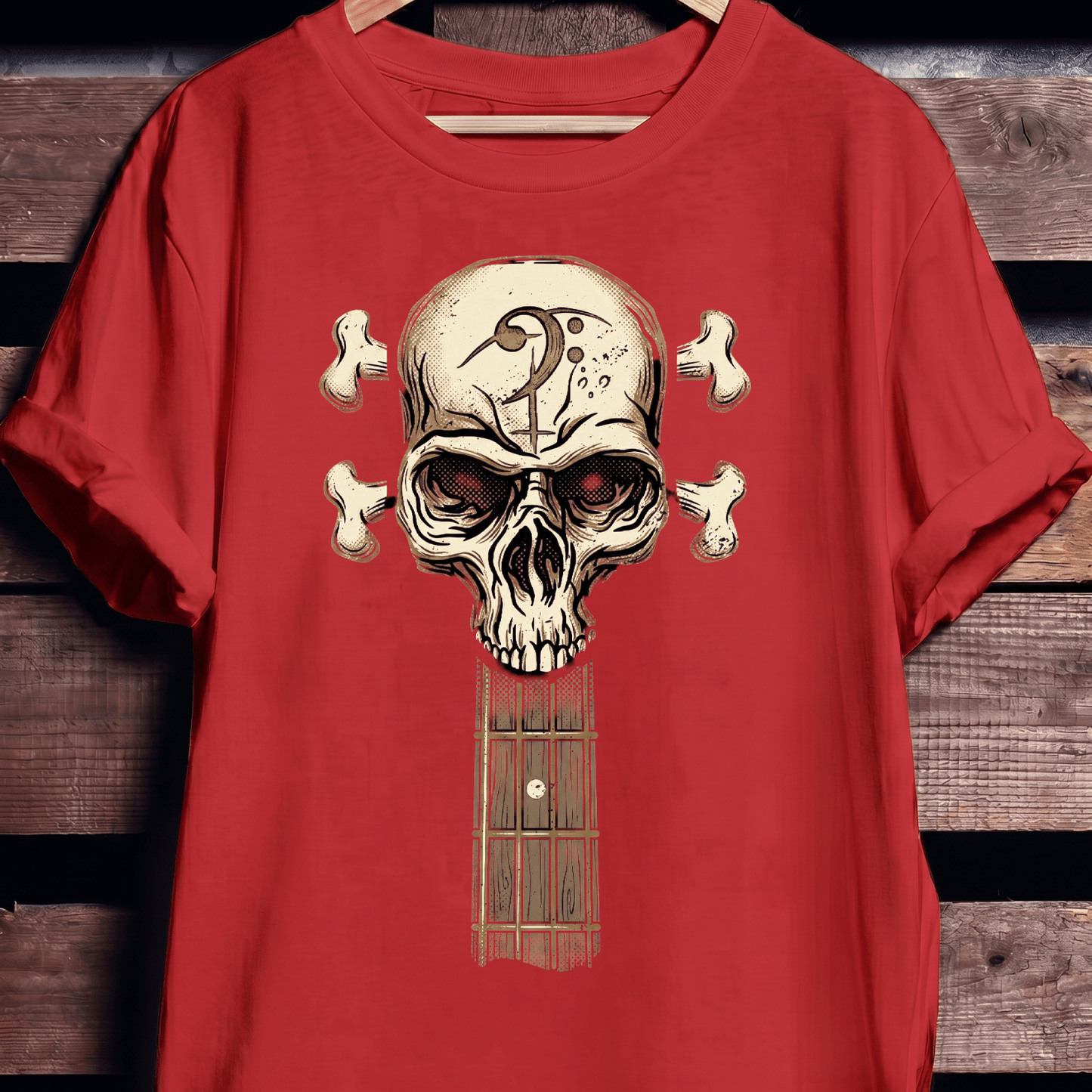 Bass Clef Skull Headstock Tee - The Music Frontiers