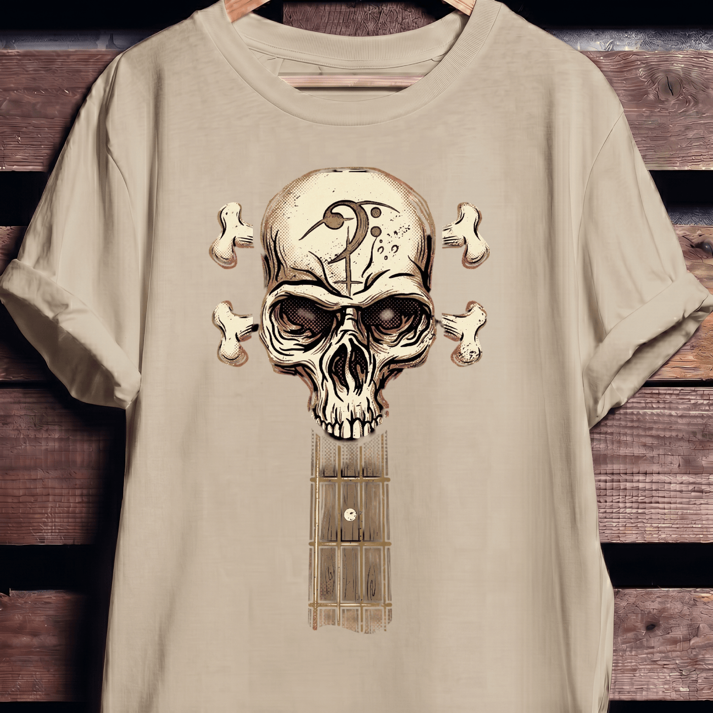 Bass Clef Skull Headstock Tee - The Music Frontiers
