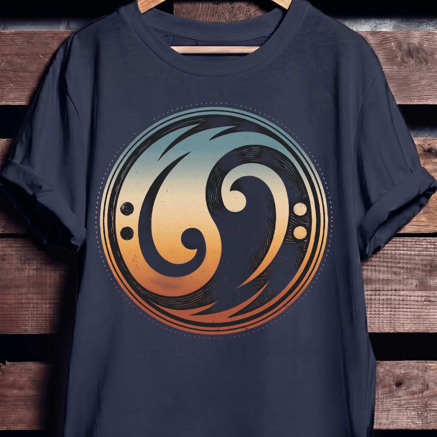Bass Clef Yin Yang Retro Tee - The Music Frontiers