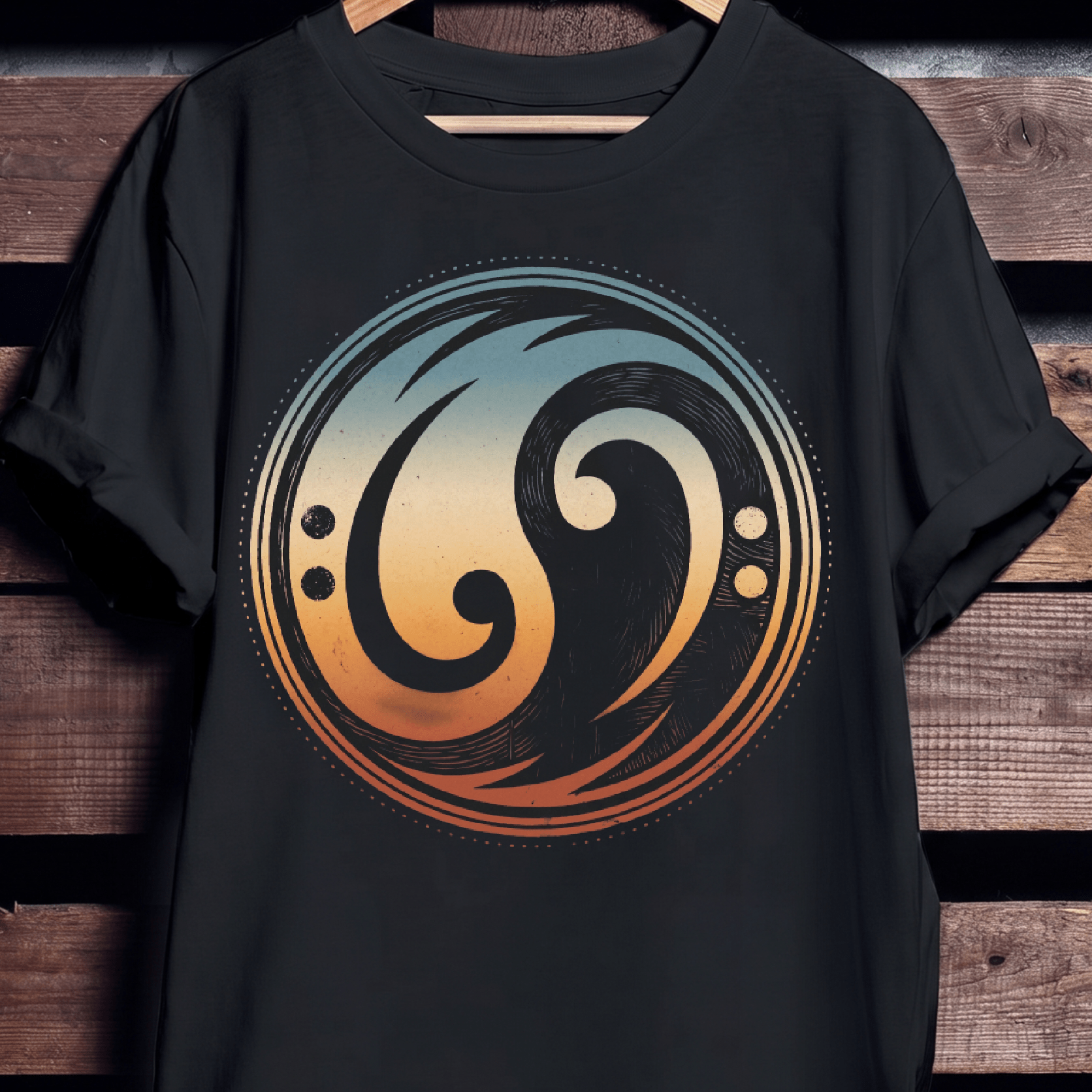 Bass Clef Yin Yang Retro Tee - The Music Frontiers
