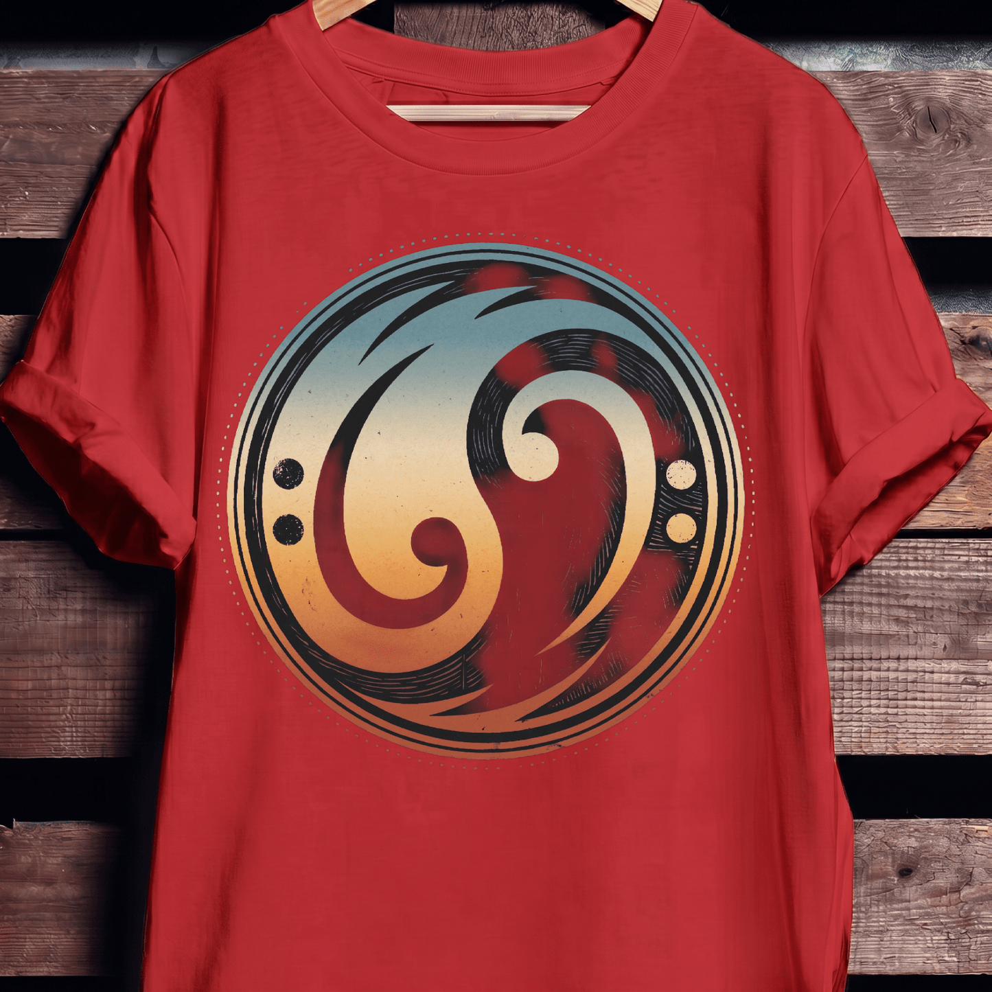 Bass Clef Yin Yang Retro Tee - The Music Frontiers