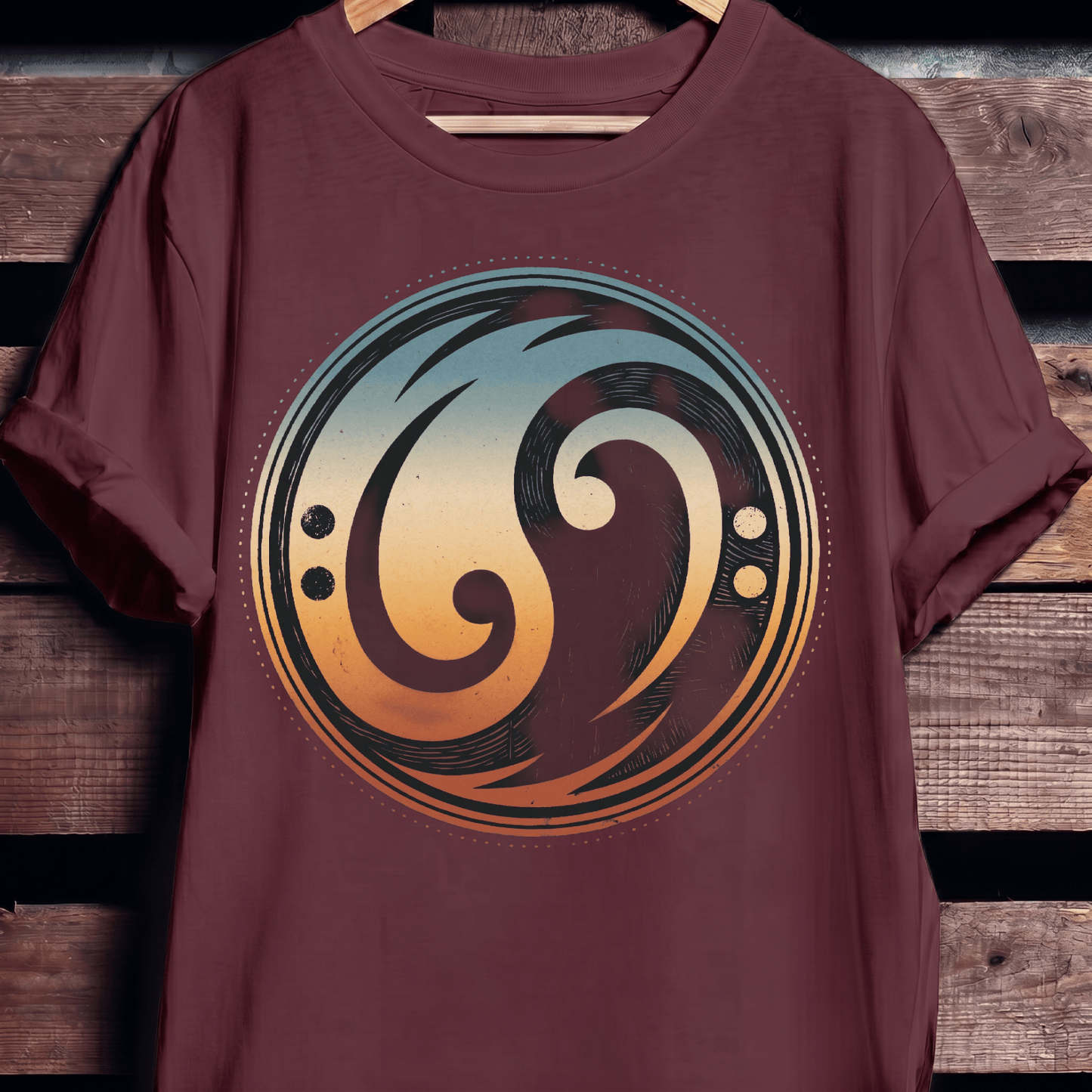 Bass Clef Yin Yang Retro Tee - The Music Frontiers