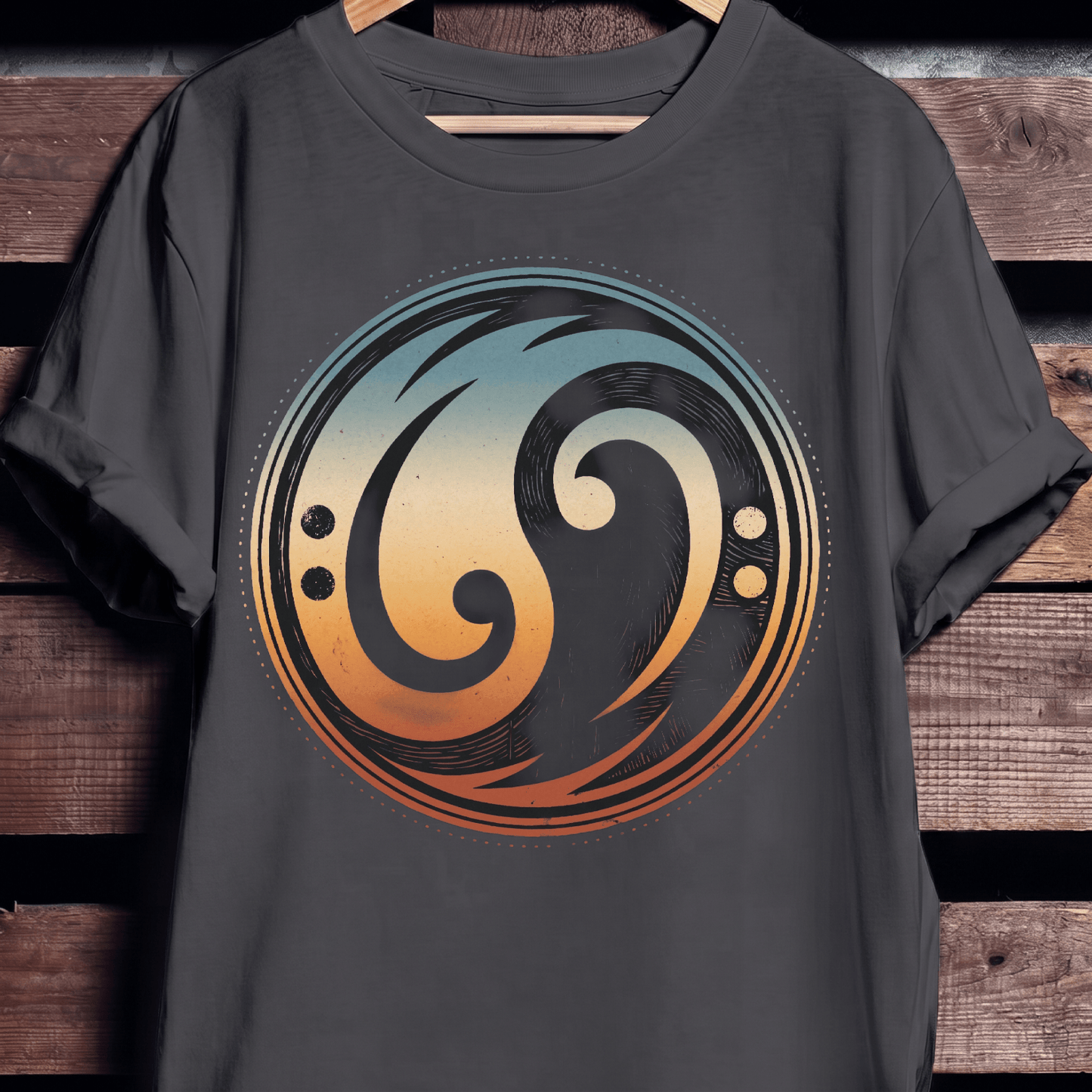 Bass Clef Yin Yang Retro Tee - The Music Frontiers
