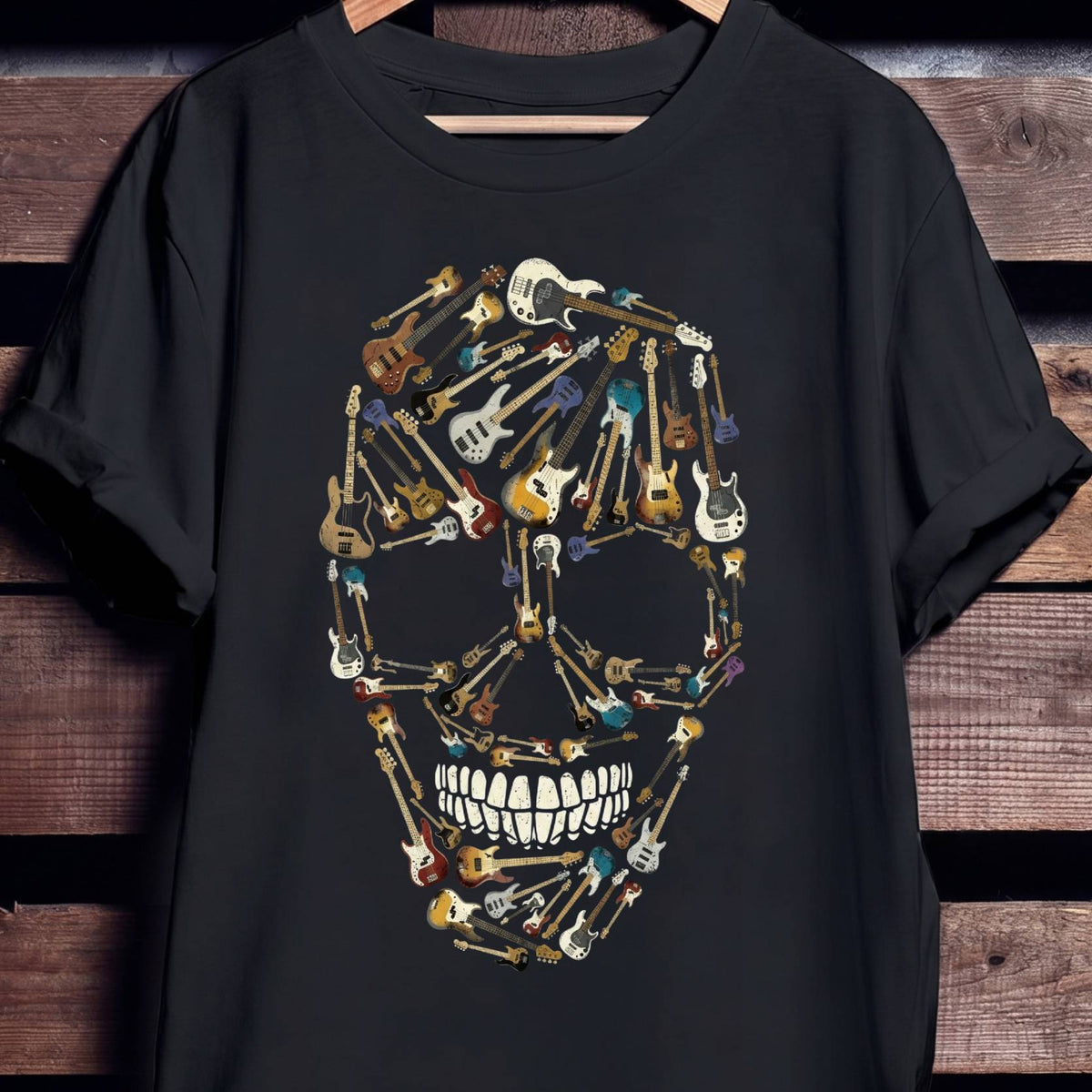 Bass Guitar Mosaic Skull