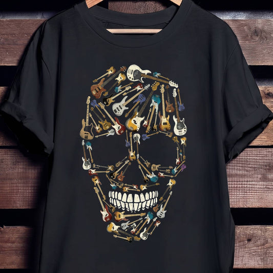 Bass Guitar Mosaic Skull Tee - Unisex Standard T-Shirt