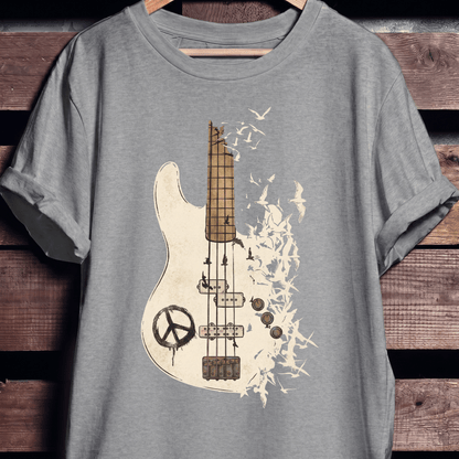 Bass Guitar Peace Birds Tee - The Music Frontiers