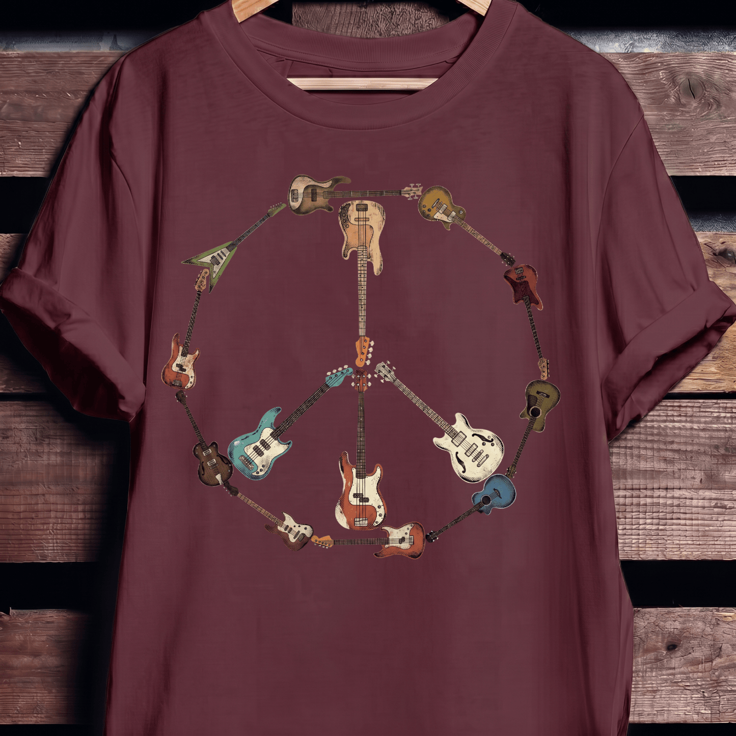 Bass Guitar Peace Sign Tee - The Music Frontiers