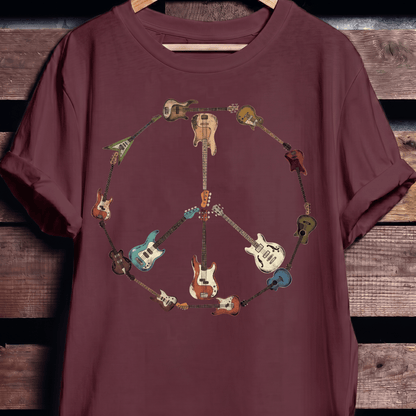 Bass Guitar Peace Sign Tee - The Music Frontiers