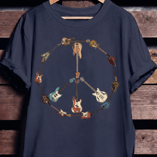 Bass Guitar Peace Sign Tee - The Music Frontiers