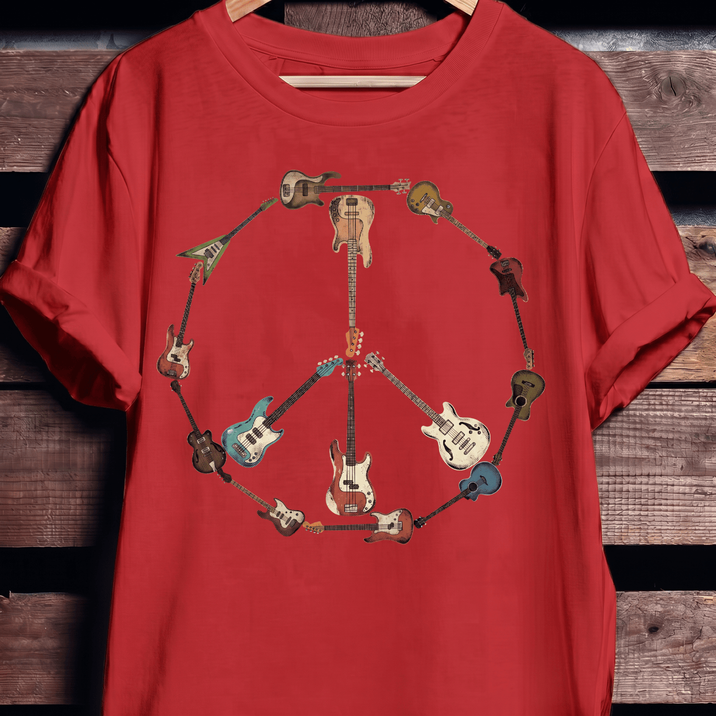Bass Guitar Peace Sign Tee - The Music Frontiers