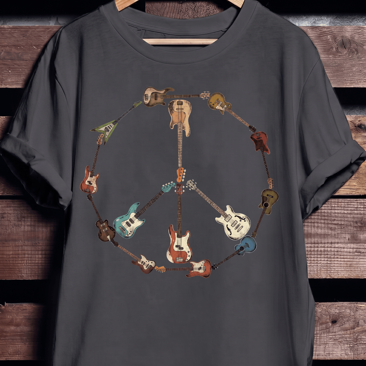 Bass Guitar Peace Sign Tee - The Music Frontiers