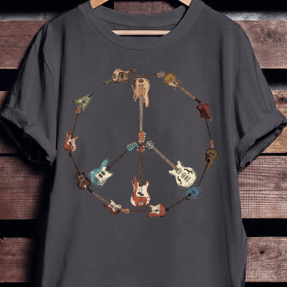 Bass Guitar Peace Sign Tee - The Music Frontiers