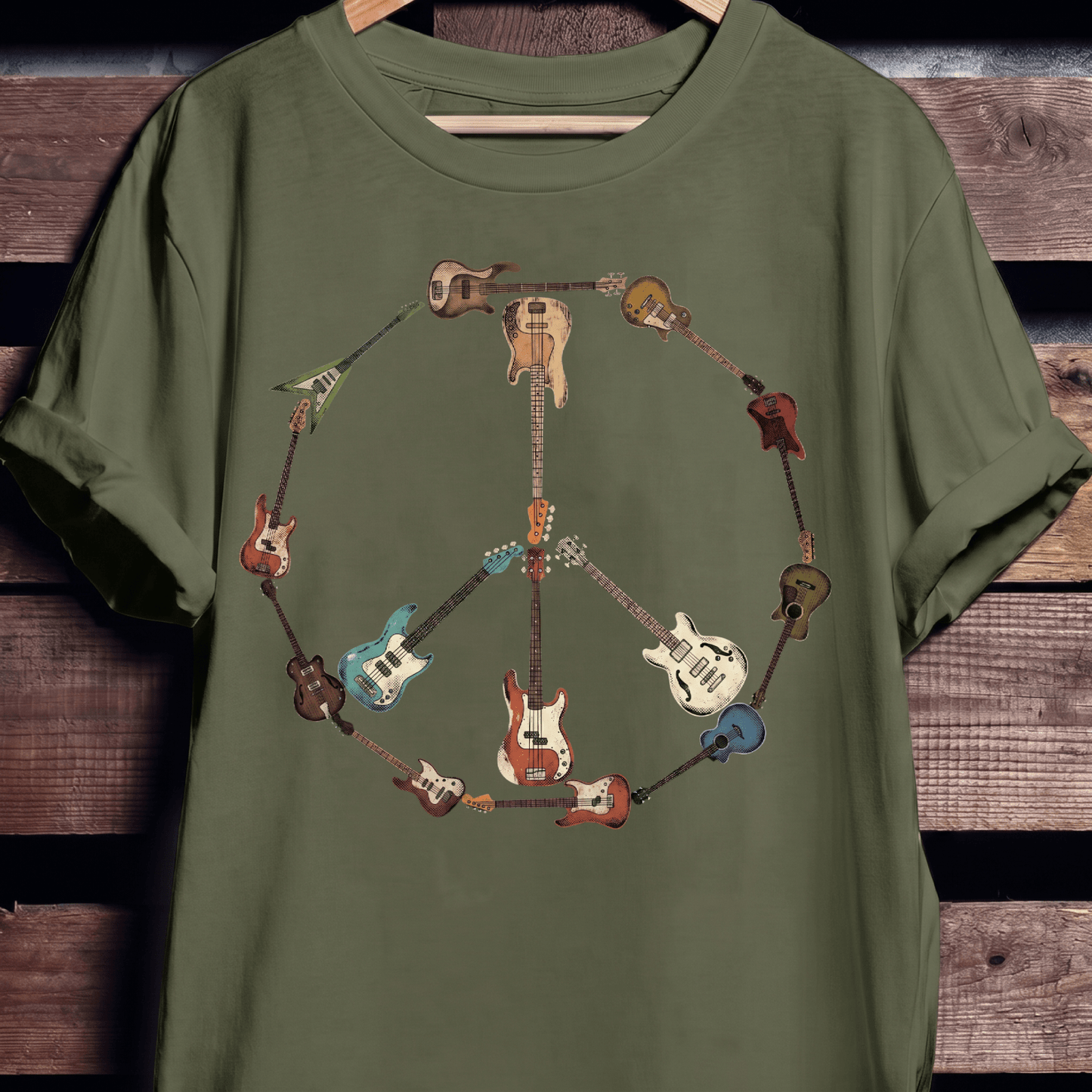 Bass Guitar Peace Sign Tee - The Music Frontiers