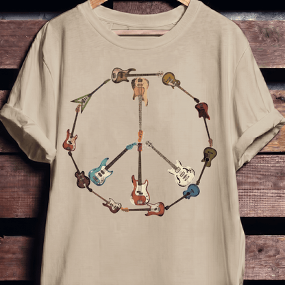 Bass Guitar Peace Sign Tee - The Music Frontiers
