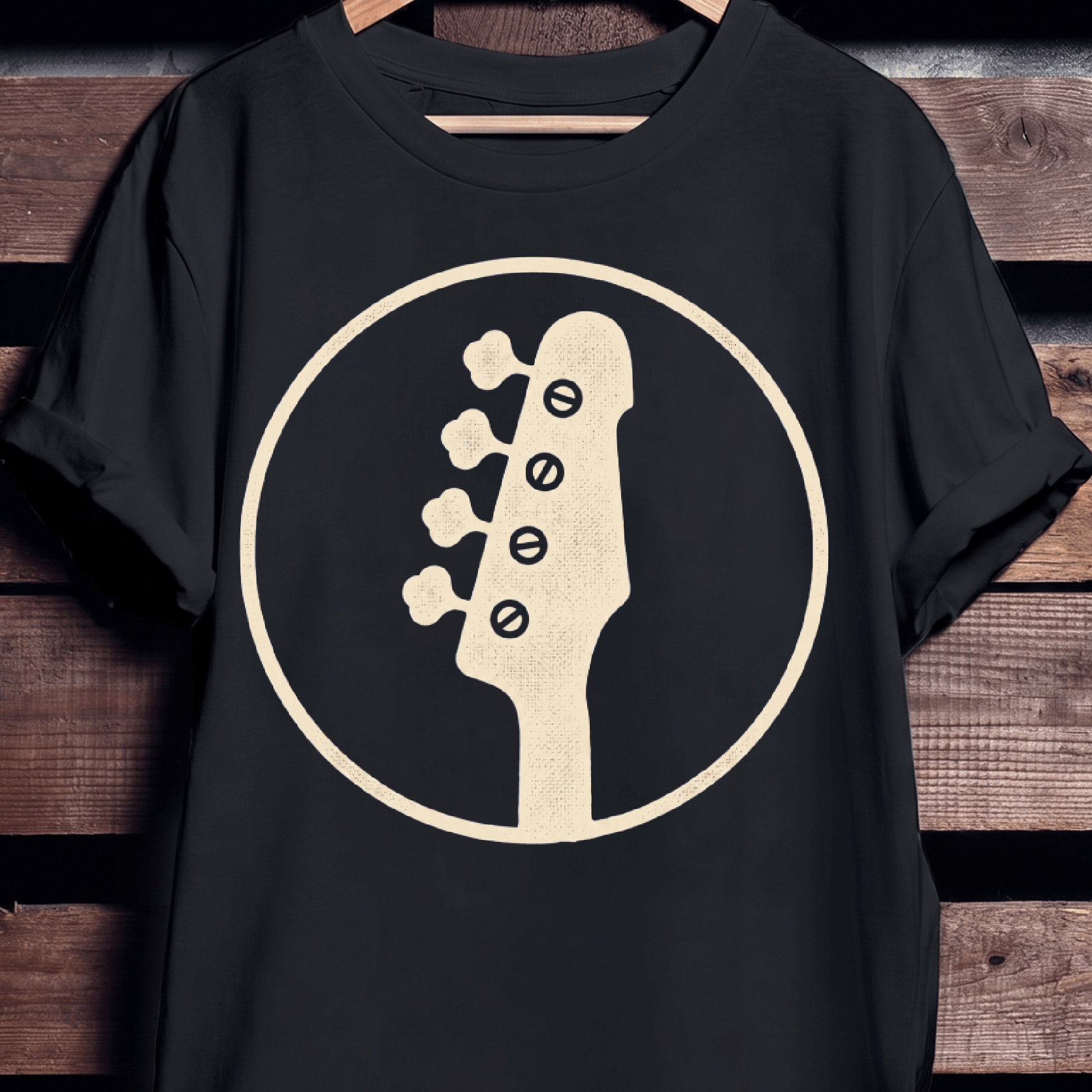 Bass Guitar Silhouette Badge T-Shirt - The Music Frontiers
