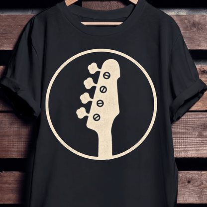 Bass Guitar Silhouette Badge T-Shirt - The Music Frontiers