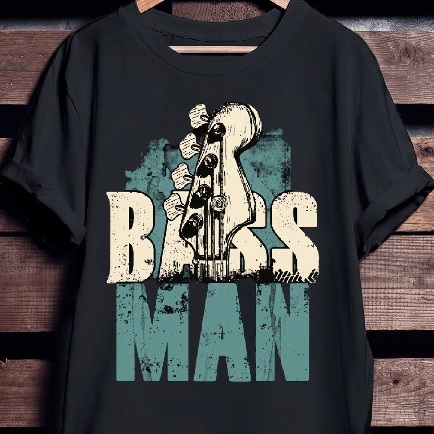 Bass Man Headstock Grunge Tee - The Music Frontiers