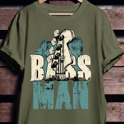 Bass Man Headstock Grunge Tee - The Music Frontiers