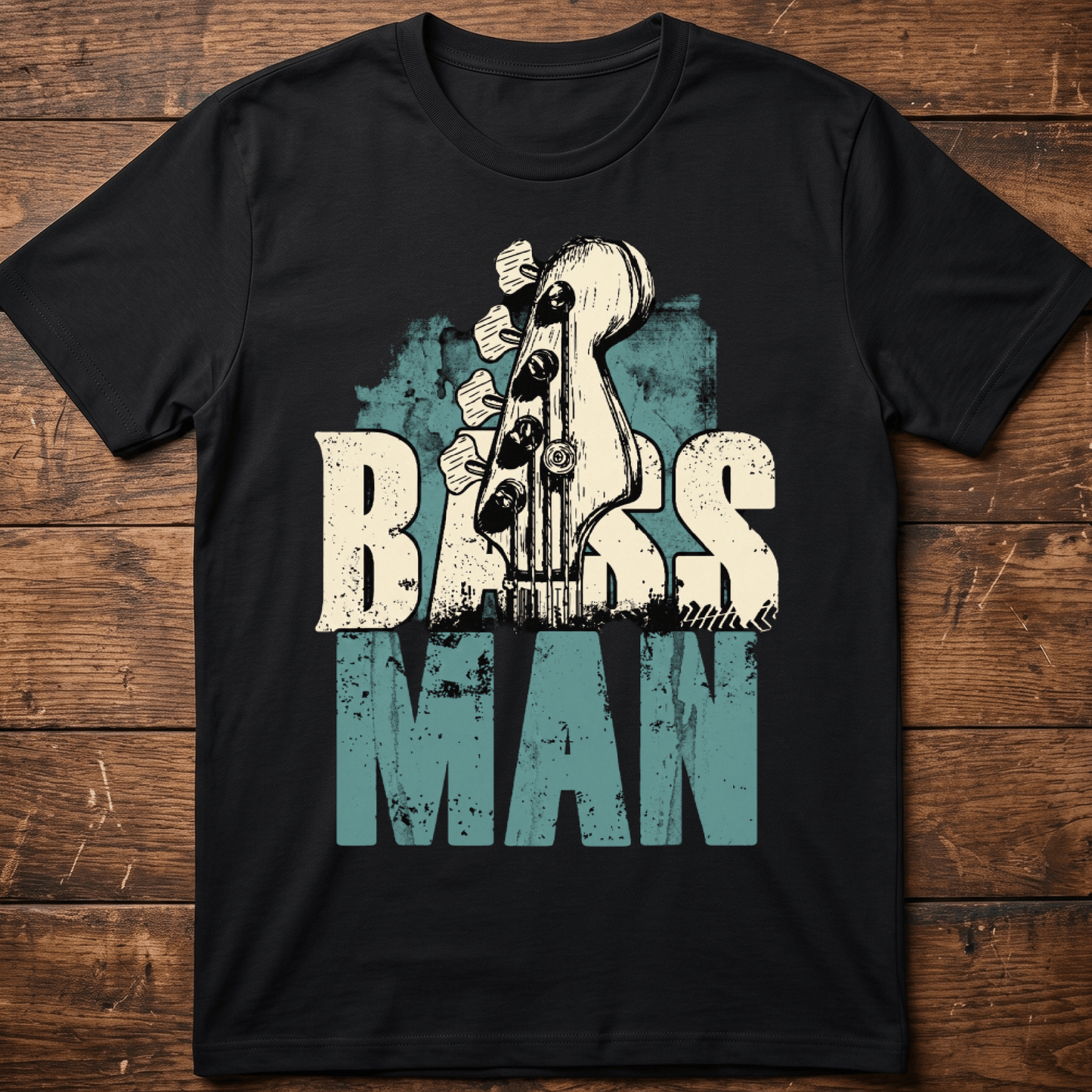 Bass Man Headstock Grunge Tee - The Music Frontiers